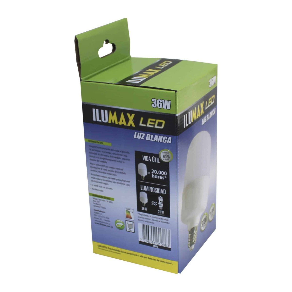Bombillo LED 36W Alta Potencia Luz Blanca E27 - Imagen 3