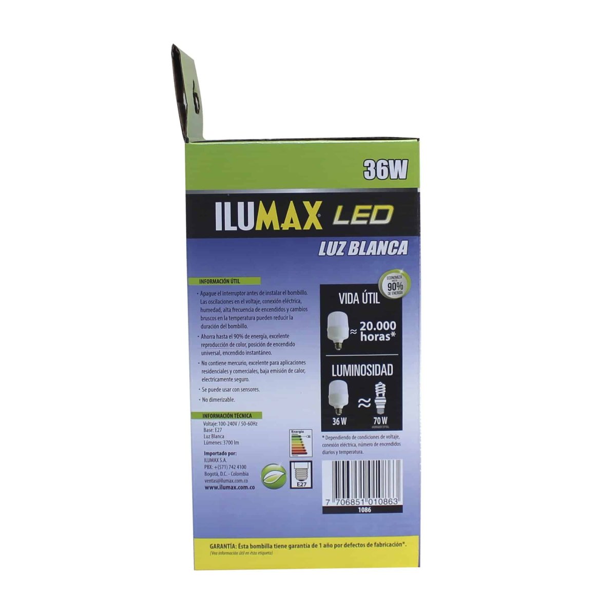 Bombillo LED 36W Alta Potencia Luz Blanca E27 - Imagen 5