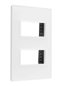 PLACA METÁLICA DE 2 MÓDULOS BLANCO CRISTAL
