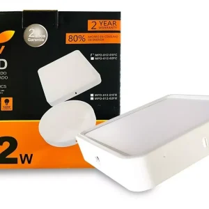 Panel Fat Sobreponer Cuadrado Luz Fría 12W 85-265V 810LM 65K MPD-012-01-FC