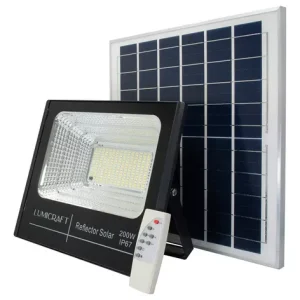 REFLECTOR SOLAR DE 200W INCLUYE PANEL Y CONTROL REMOTO