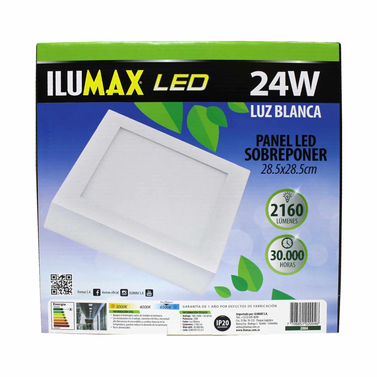 Panel LED 24W Sobreponer Cuadrado Luz Blanca 28.5cm - Imagen 3