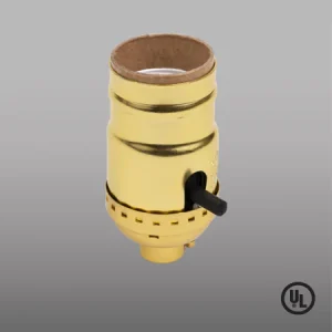 HOLDER PORTALAMPARA CON APAGADOR DE PASO DORADO