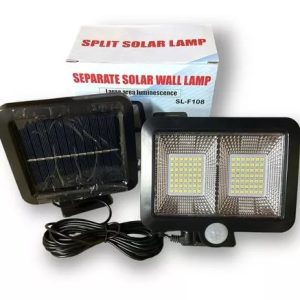 Lámpara de exterior con panel solar cableado.